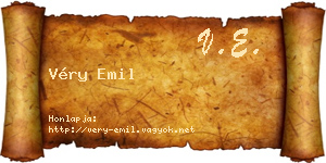Véry Emil névjegykártya